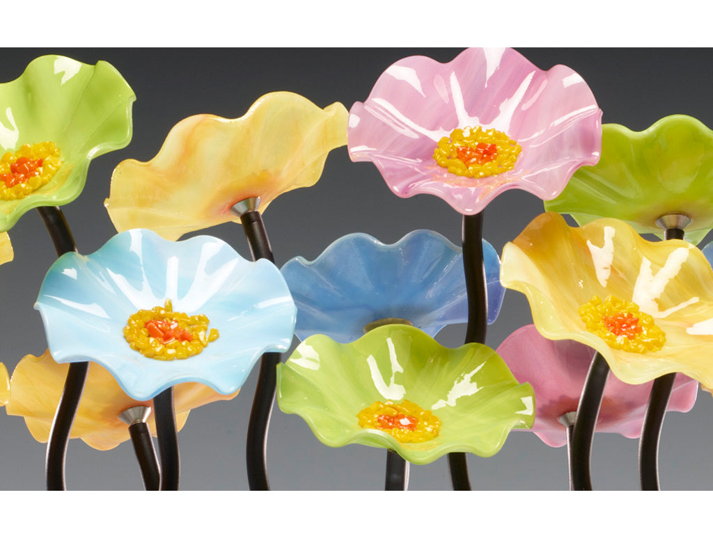 Floor Standing Cluster - Glass Flowers by Scott Johnson