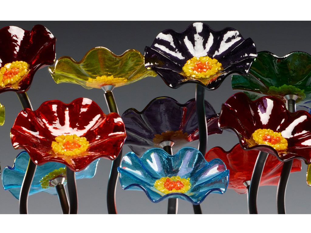 Floor Standing Cluster - Glass Flowers by Scott Johnson