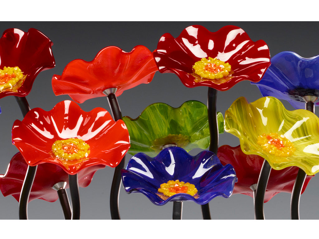 Floor Standing Cluster - Glass Flowers by Scott Johnson