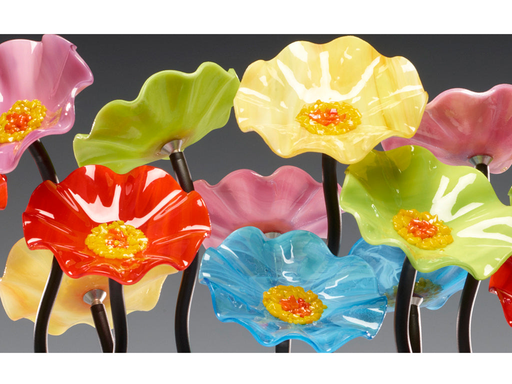 Floor Standing Cluster - Glass Flowers by Scott Johnson