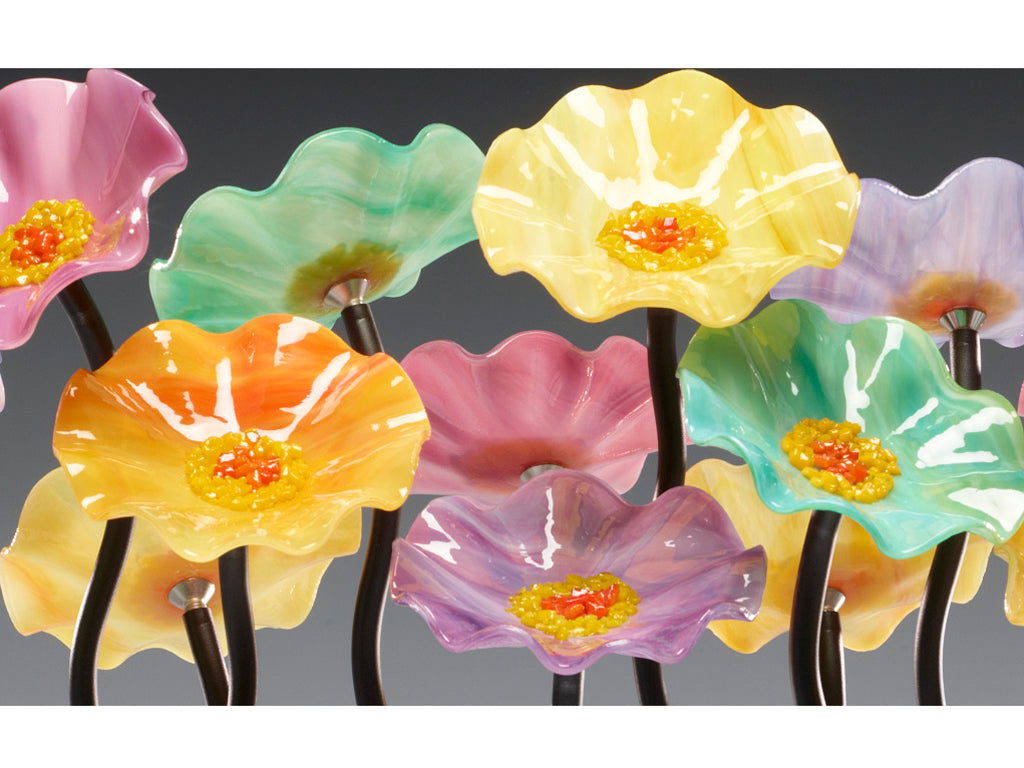 Floor Standing Cluster - Glass Flowers by Scott Johnson