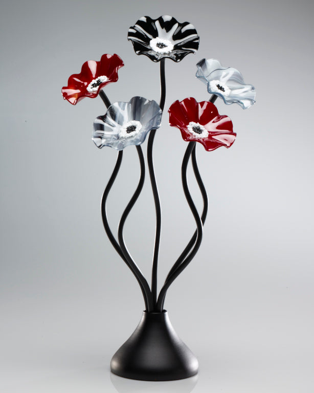 5 Flower Black Cherry - Glass Flowers by Scott Johnson