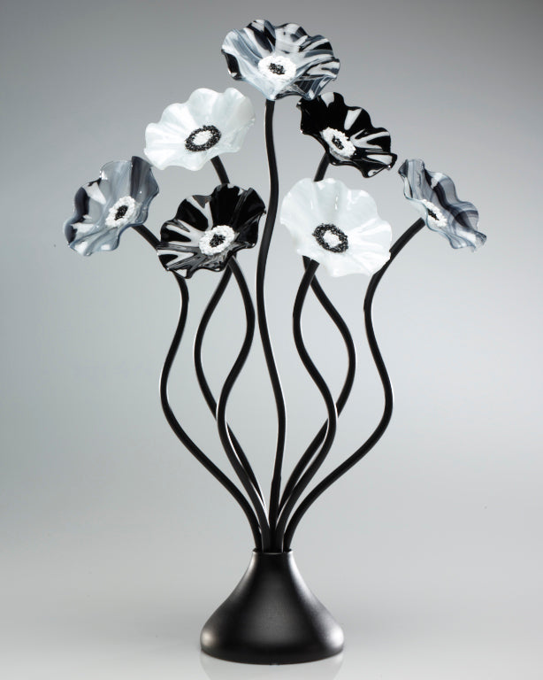 7 Flower Black and White - Glass Flowers by Scott Johnson