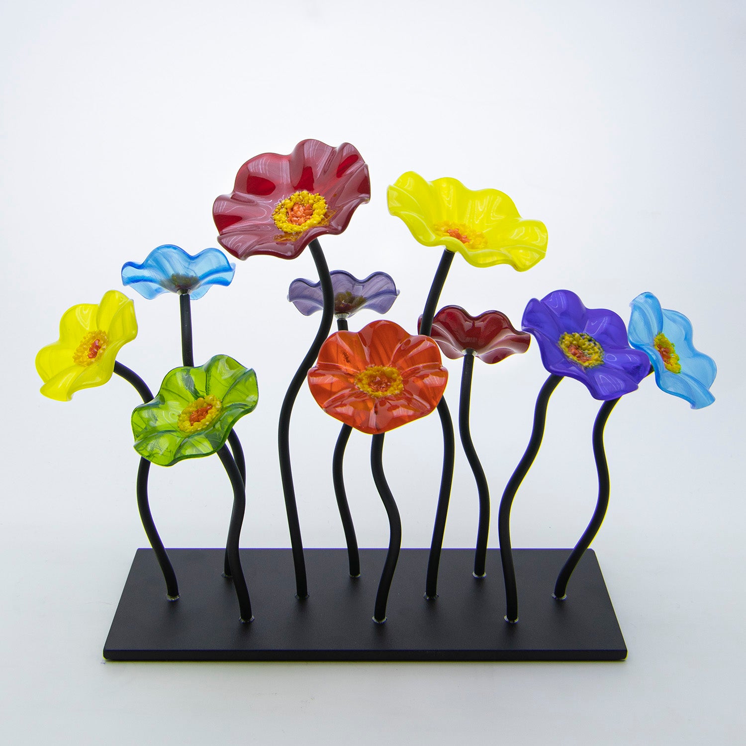 Glass Flower Garden of 10 Rainbow Colors – Glass Flowers by Scott Johnson