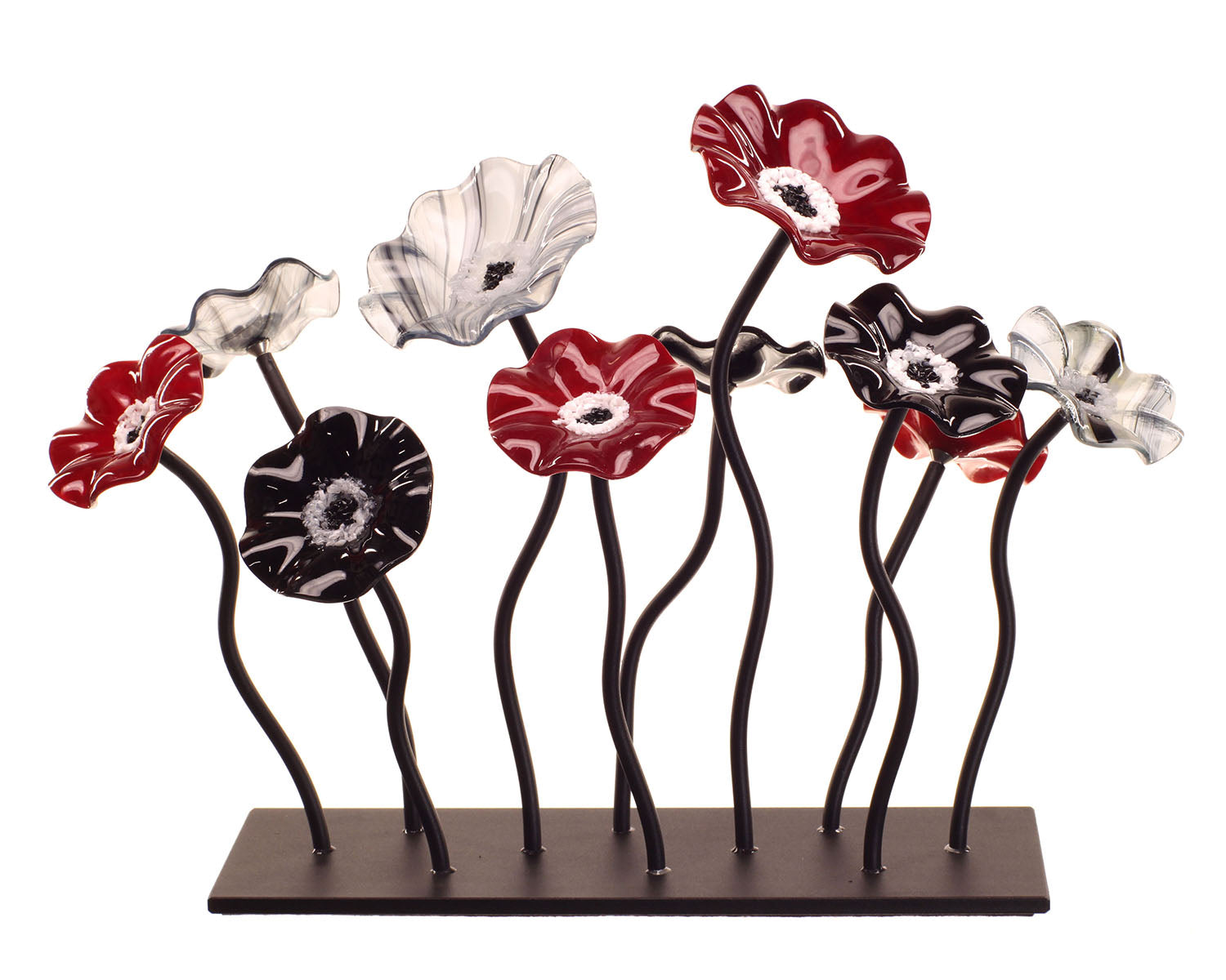 10 Flower Garden - Black Cherry - Glass Flowers by Scott Johnson