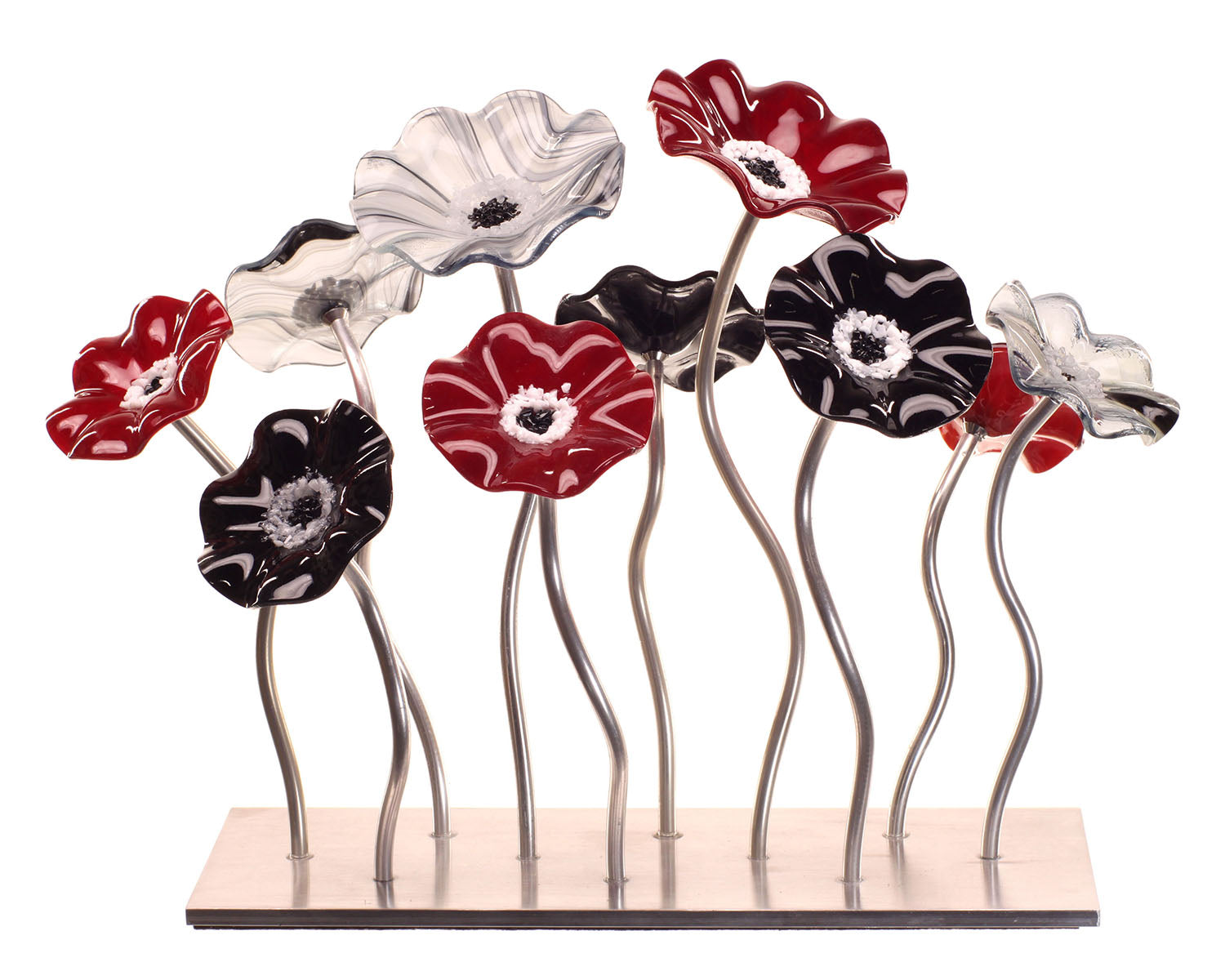 10 Flower Garden - Black Cherry - Glass Flowers by Scott Johnson