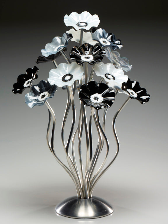 15 flower tree Black and White - Glass Flowers by Scott Johnson